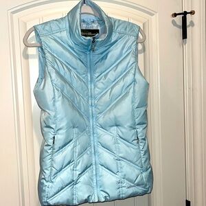 Beautiful baby blue warm cozy down filled puffer vest Eddie Bauer size small
